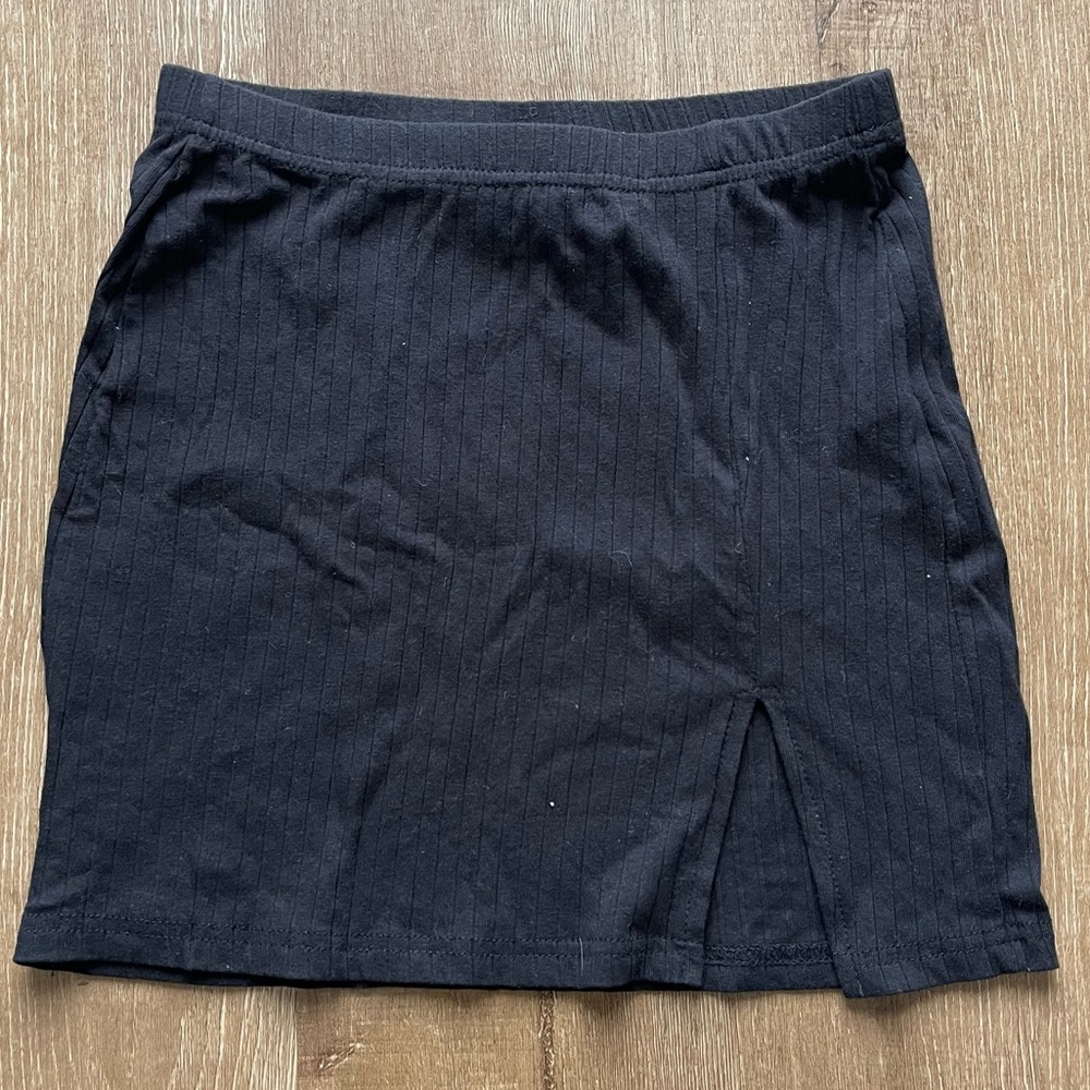 Black Mini Skirt with Slit